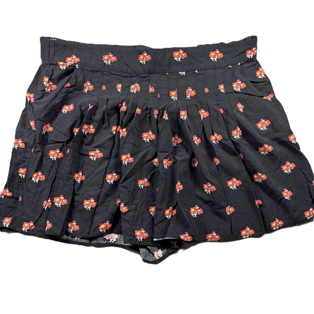 Maeve Anthropologie Shorts Floral Flowy Pull On Elastic Waist Black XL G282